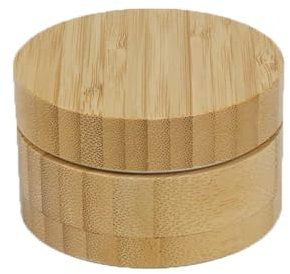 Degel krämburk 1 st. små bambuburkar 74 x 44 mm resedegel för fyllning bambu krämburk tom med aluminium liner tom påfyllningsbar behållare för salvor fuktlotion (trä8#)