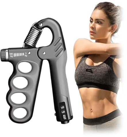 Entrenador de agarre ajustable,Herramientas para antebrazos con función de conteo,Entrenamiento de entrenador de agarre,Pinza de mano de resistencia ajustable de 5 a 100 kg para entrenamiento muscular