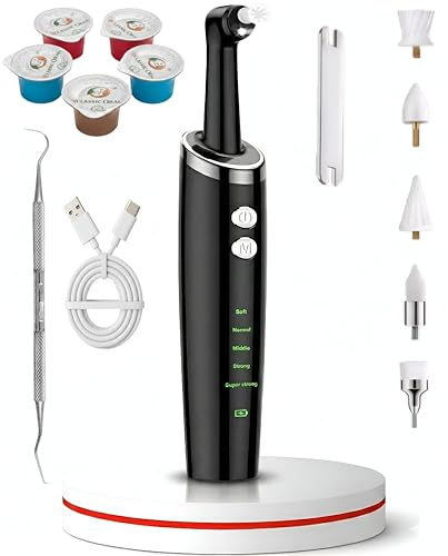Smacchiatore elettrico e lucidatore per denti – Kit sbiancante per denti con 5 modalità, 5 testine sostituibili, luce LED, ricarica rapida di tipo C, impermeabile, perfetto per uso domestico e in