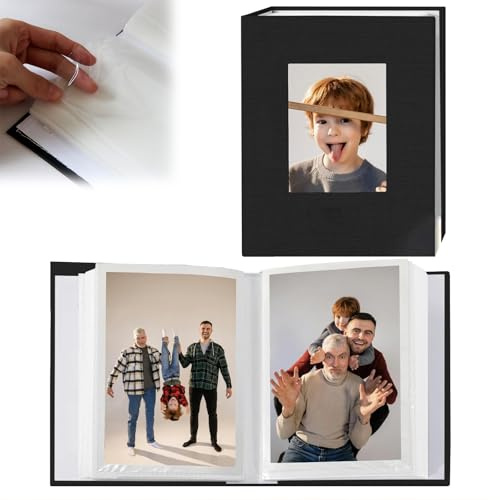Xanthelle fotobok, litet fotoalbum för att designa dig själv 4 x 6, album med tomma svarta sidor, mini fotoalbum bok för 100 bilder, minnen och presentidé