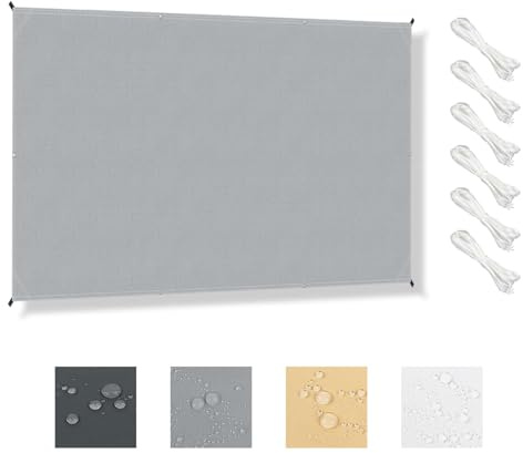 HENG FENG Toldo Vela de Sombra Impermeable 1x2m Rectangular, Protección UV 95% Resistente al Desgarro con Ojales y Cuerdas, Toldo de Exterior para Terraza, Jardín, Balcón, Pérgola (Gris)