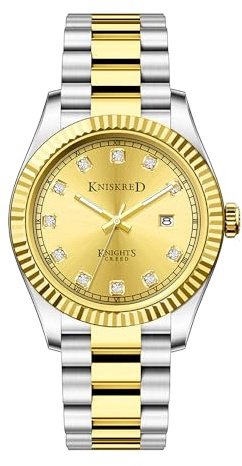 KNISKRED Montre Classique pour Homme avec Bracelet en Acier Inoxydable Massif et Calendrier Montre de Cérémonie pour Homme Résistante à l'eau