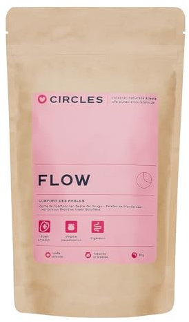 Circles FLOW Infusión Natural Ciclo Femenino con Hibisco Frambueso Milenrama y Menta, Mezcla de Plantas a Granel para un Momento de Confort, 100% Natural Vegana 60 g Made in France