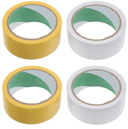 POPETPOP Nastro per Marcatura Campi Sportivi 4 Pezzi 4 CM X 175 M Nastro Adesivo per Pavimento Palestra e Campi Interni Colori Giallo e Bianco per Allenamento e Demarcazione Temporanea