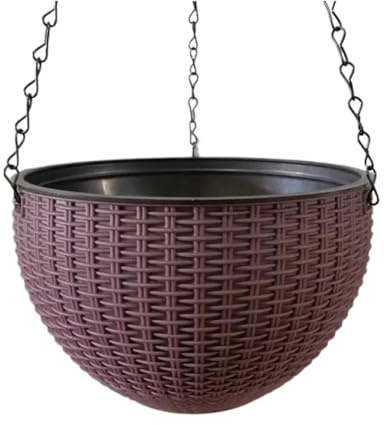 Maceta colgante para interiores, maceta multicolor de polirresina con diseño de trenza y panal, perfecta para decoración del hogar y amantes de las plantas, color café