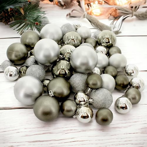 MIK Funshopping julgranskulor 50 delar, set Ø 16 cm, okrossbara (silvery)