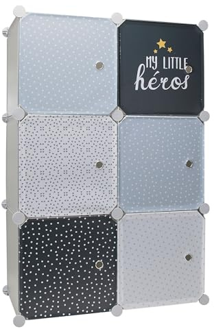 HOME DECO KIDS Armario modulable con 6 Cubos para niños, decoración de Dormitorio o Muebles, Azul, 60x30x90cm