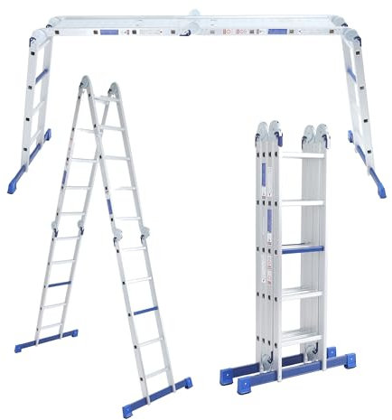 ALDORR 4x5 Échelle Pliante sans Plateforme - Aluminium de Haute Qualité - Polyvalente - Capacité de Charge Jusqu'à 150 kg - Pliable - Sûr et Fiable (EN131) - Échelle Extensible