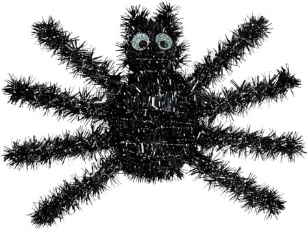 Widmann 51946 51946 - ragno nero in lametta, 36 x 22 cm, decorazione da parete, Halloween, feste a tema, multicolore, taglia unica
