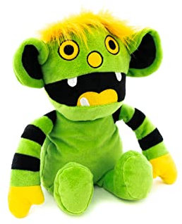 Habibi Premium Wärmekissen/Stofftier f. Kinder u. Erwachsene - 1867 Monster grün/gelb, herausnehmbare Hirsefüllung - Wärmekuscheltier zum Erwärmen in der Mikrowelle/Backofen, ideal auch für Babys