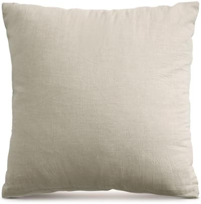 ATsense 2er Set Kissenbezug 80x80 cm - 100% Gewaschene Baumwolle, Beige-grau Kopfkissenbezug mit Reißverschluss, Oeko-TEX Zertifiziert Weich, Nicht Lleicht Verformbar