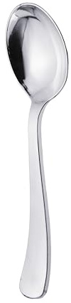 Party Essentials Disposable Plastic Cutlery/Heavy-Duty Flatware/Silverware for All Events, 50-Count, Shiny Silver Soup Spoons