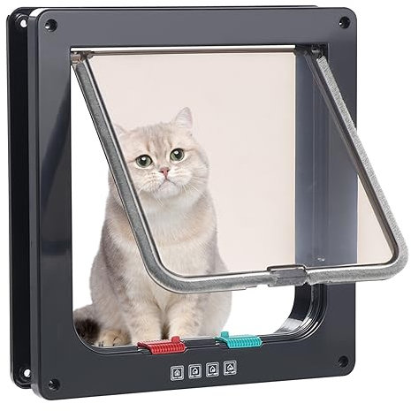 Coptiner Katzentür abschließbar, große Katzenklappen,Haustier-Sicherheits-Innentür, Sicherheits-Haustier-Tür mit 4-Wege-Schloss, für Innen Außentür, Fenster, Wand große Katzenklappe