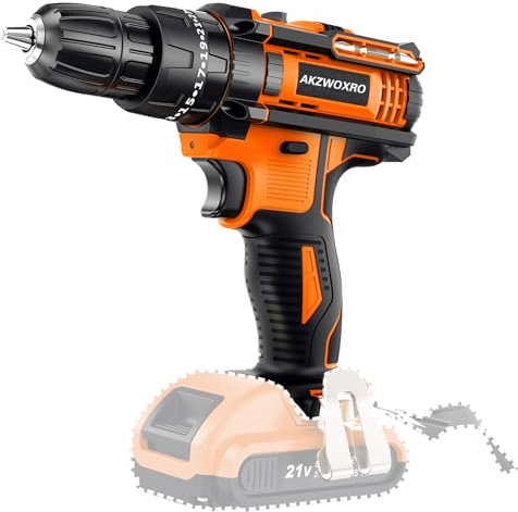 AKZWOXRO 21V Taladro Percutor a Bateria Cuerpo, sin batería ni cargador, color naranja