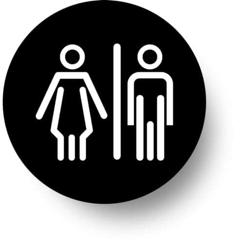 Unisex Self Adhesive Toilet Sign | Easy to Install | 70mm Size (Black)