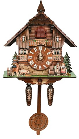JUUTALK Reloj de cuco,Reloj de pared de cuco cantante,Selva Negra con música que funciona con pilas para sala de estar, dormitorio, estudio