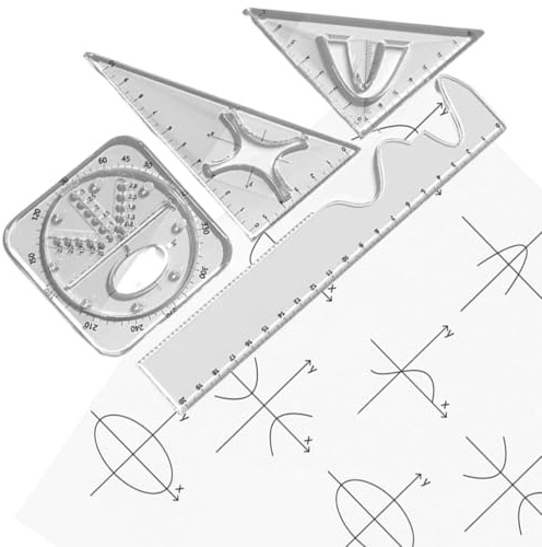 HSKRKOW 4 Stencil per Parabola, Matematica, Stencil Curvo, Righello per Parabola, Stencil da Disegno, Geometria Curva, Righello, per Studenti, Ufficio, Designer