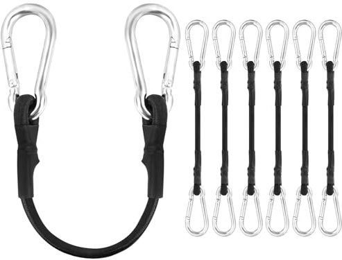 Flintronic Elastisk rem med krokar, elastiska rep, 6 st, 8 mm x 45 cm, justerbar elastisk rem, för cykel motorcykel bagagefixering
