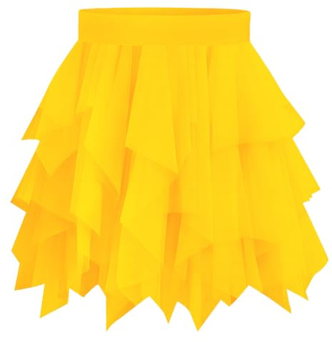 BSBUY Gonne Irregolare in Tulle, Gonna Corta in Rete da Donna Elegante, Donna Midi Plissettate Tutu in Tulle Elastica con Sottogonna, Strati Gonna Balletto per Carnevale Natale Anni '50 Party Prom