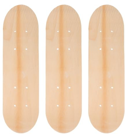 DIYEAH Planches de Skateboard Vierges en Bois 7 Plis Lot de 3 Surface Double Face Blanche 43 CM pour Loisirs Créatifs et Peinture Garçon et Filles