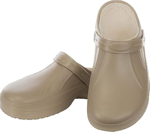 Brandsseller Herren Clogs Gefüttert Gartenschuhe Hausschuhe - Farbe : Taupe - Größe: 42