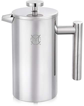 MAGICAFÉ French Press Coffee Maker – 2 Cups Small Stainless Steel Coffee Maker Double Walled French Press 750ML/24OZ
