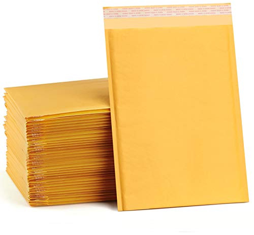 UCGOU Kraft Bubble Mailers 9.5x14.5 Inch 25 Pack Usable Size 9.5x13.5 Yellow Padded Envelopes #4 Large Mailing Package Self Sealing Tear Resistant Boutique Bulk Mail Shipping Bag for Makeup Supplies