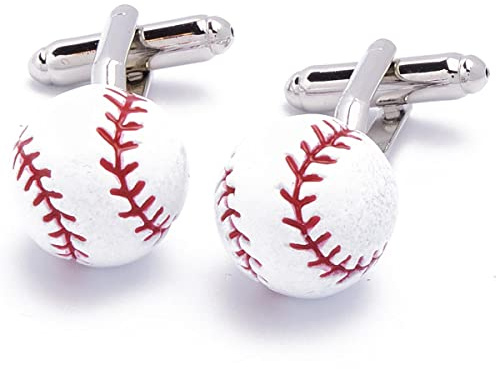 Manschettknapp baseboll softboll vit med röd