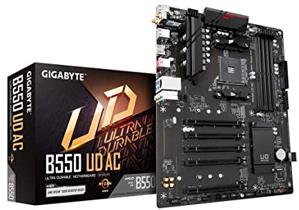 Gigabyte B550 UD AC (AM4/ AMD/ B550/ ATX/Dual M.2/ SATA 6Gb/s/USB 3.2 Gen 2/ Intel 802.11a/b/g/n/ac/Realtek GbE LAN/PCIe 4.0/Motherboard)