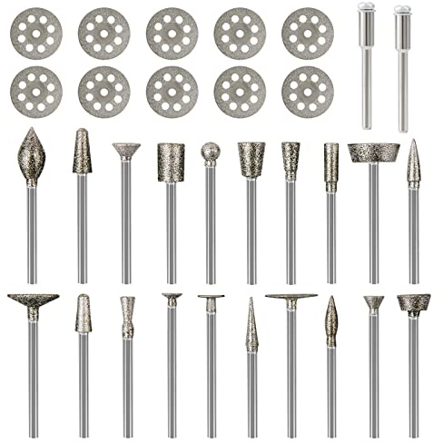 32pcs 120Grit Diamond Grinding Bits for Dremel Bits with Tile Cutting Wheel