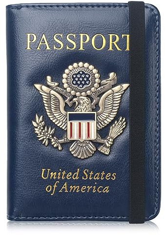 Coowayze Passport Holder for Men Women RFID Blocking US Passport Cover Case, Waterproof Leather Passport Book Protector with Vaccine Card Slot Travel Document Organizer