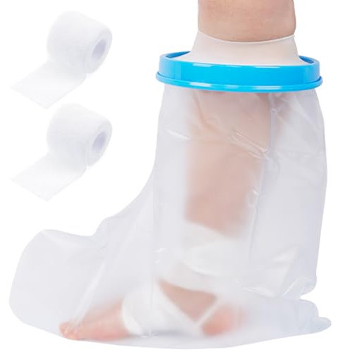 1 protezione per caviglia e 2 bendaggi, copertura impermeabile per la doccia, trasparente, impermeabile, riutilizzabile, protezione impermeabile, gesso per arti, bendaggio per ferite