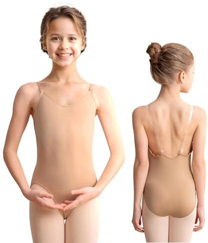 DANSHOW Body da danza classica con canotta per ragazze Body da ginnastica per danza nuda da donna(XJ8A12)