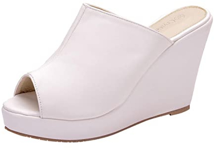 Claquette Talons Hauts Femme Été Compensées Plateforme Pantoufles à Soutien Plantaire Mules Anti-dérapant Chaussons Sandales à Bout Ouvert Claquette Compensees Chaussure Mariage Confort pour Voyages