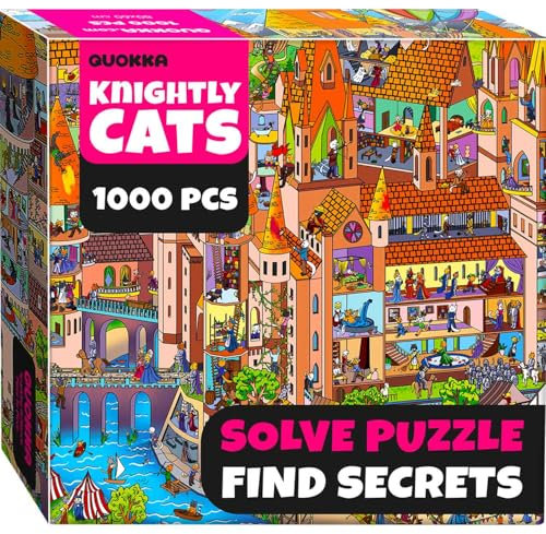 QUOKKA 1000 Piece Jigsaw Puzzle - Premium Box Packaging with Extra Fun Challenges, Whimsical Cat Puzzle, Perfect for Relaxation, Creativity & Gift Giving