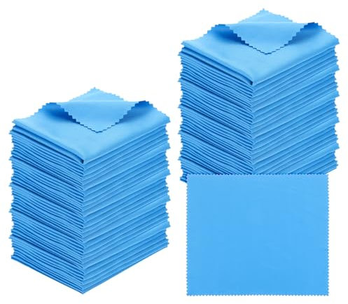 PATIKIL Paño De Microfibra para Limpiar Gafas 7x6, Paquete De 50 Paños para Limpiar Gafas Suaves para Pantallas para Lentes De Cámara Gafas Pantallas En Bolsa De Vinilo Individual, Azul
