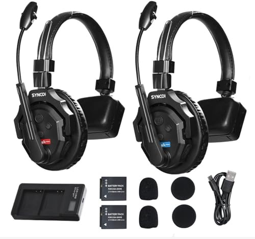SYNCO XTALK X2 Trådlöst Intercom Headset System 2,4GHz Fullduplex Kabelfritt Kommunikationssystem 24H 350M för Film Produktion med Realtidsövervakning, Intercom Teamkommunikation Headset