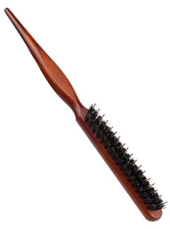 BESTYASH Peigne Queue De Rat Avec Brosse à Cheveux Et Masseur De Chevelu Pour Coiffure Manche Bois Marron