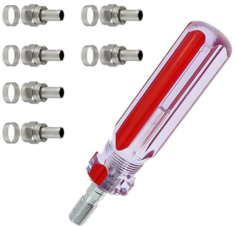 Obotsnoi 1 juego de conectores coaxiales tipo F 5F y juego de herramientas de compresión compatibles con sistemas receptores de satélite, conectores de cable coaxial de metal