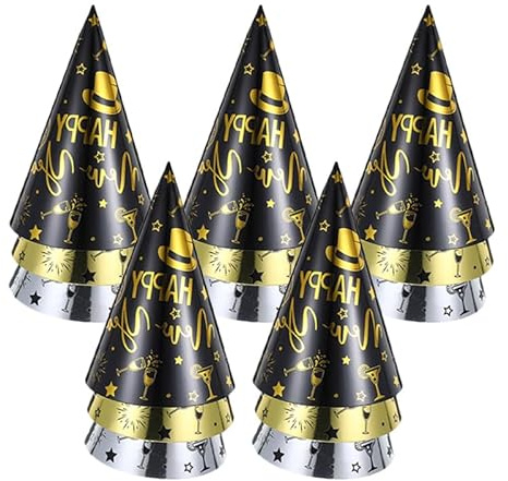 Toyvian Cappello Da Festa: 15 Pezzi Cappelli Festa Capodanno in Nero Oro Argento Cappello Corona Cone Hat Per Adulti E Accessori Decorativi Leggeri E Riutilizzabili Per Celebrazioni Familiari