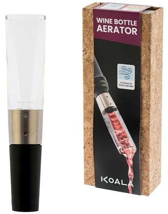 KOALA Aireador de Vino Antigoteo con Oxigenación Instantánea - Vertedor en Acero Inoxidable y Acrílico, Accesorio para Botella