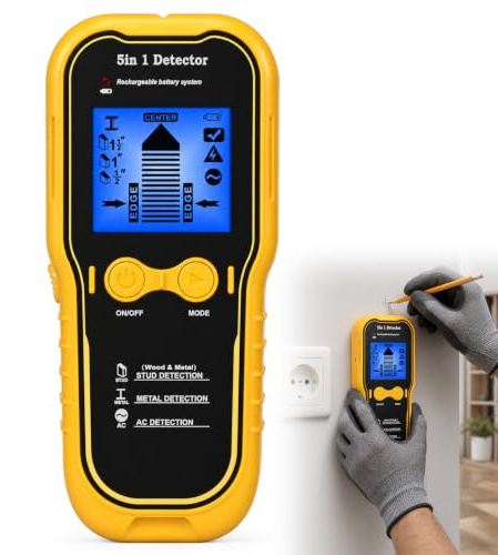 Yaskyly Escáner de Pared 5-en-1, Detector de Vigas, Cables y Metal