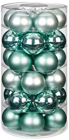 Inge-Glas Christbaumkugeln | Weihnachtskugeln aus Glas | Verschiedene Kugeldosen in vielen Farben | Kugeln Weihnachten Weihnachtsbaum (Winter Jade, 30 Weihnachtskugeln 6cm)
