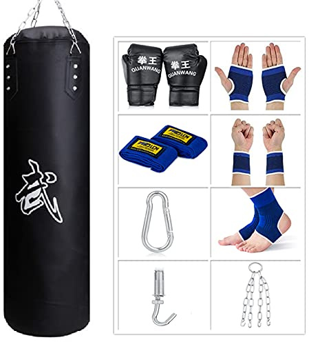 SFEEXUN Punching Bag for Man Women Youth Teens, Indoor/Garden Boxing Bag Unfilled Heavy Bag Set with Punching Gloves, Chain, Ceiling Hook for MMA, Kickboxing, Muay Thai, Karate, Taekwondo