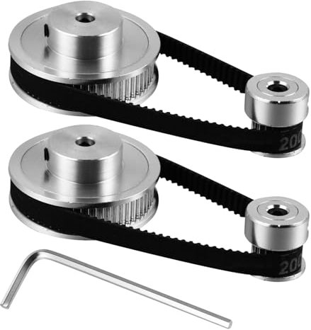 VILLCASE 3D Printer Synchronous Wheel Set 2Gt Timing Pulleys with 20&60 Teeth 5Mm Bore Aluminum Includes 2 Belts Screws & Allen Key for Smooth Operation