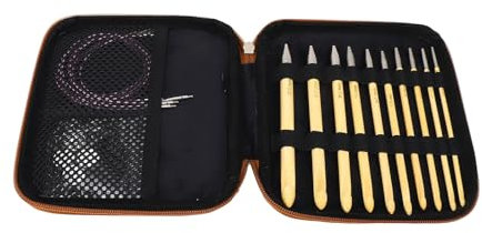 Atyhao 10Pcs Interchangeable Tunisian Crochet Hook Set, Bamboo Knitting Needles for Afghan Weaving Tools Crochet Hooks for Handicraft Lovers