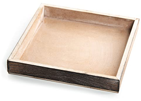 Logbuch-Verlag Quadratische Holzschale Dekoschale Holz 20 x 20 cm - kleines Serviertablett Dekotablett natürlich Kerzentablett