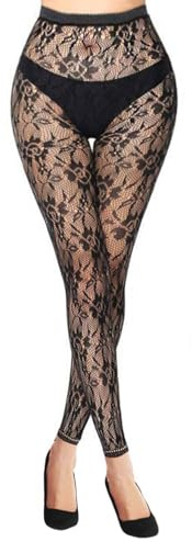 Simply Joshimo Womens Patterned Black Fishnet Net Footless Fashion Tights | No Toes Pantyhose