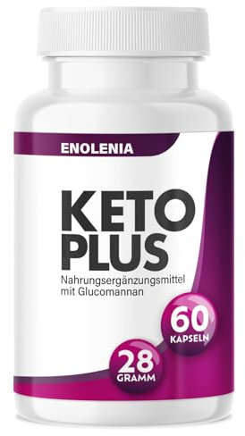 NEU: Enolenia® KETO PLUS Kapseln - Abnehmen & Stoffwechsel - Nahrungsergänzungsmittel für Frauen & Männer - Appetitzügler extrem hochdosiert mit Glucomannan - schnell & stark, 60 Kapseln