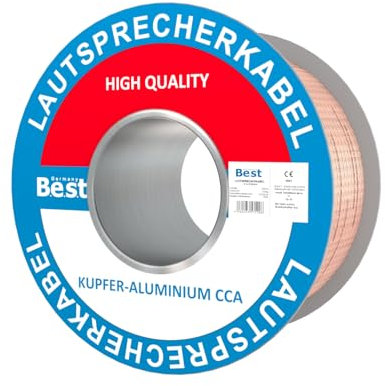 Germany B.e.s.t Cable de altavoz de 100 m, 2 x 2,5 mm², para altavoces y sistemas de cine en casa, cable de alta fidelidad CCA – cobre aluminio